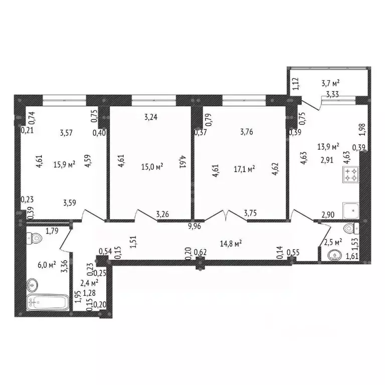 3-к кв. Башкортостан, Уфа Коммунистическая ул., 78 (87.6 м) - Фото 1