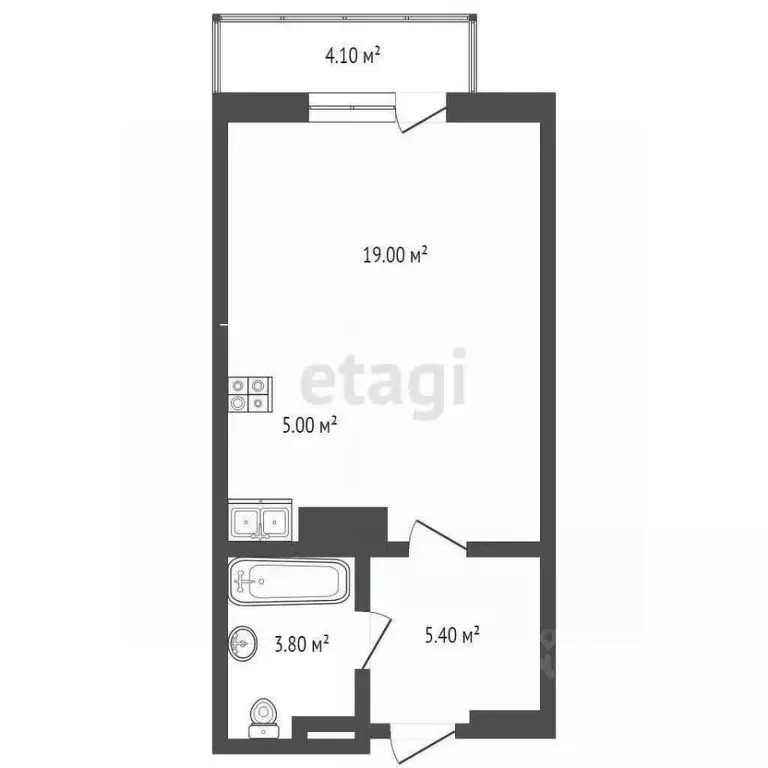 Студия Ростовская область, Ростов-на-Дону просп. Сиверса, 28 (37.0 м) - Фото 2