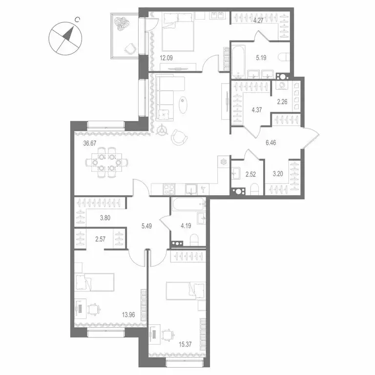 3-комнатная квартира: Санкт-Петербург, Матисов остров (122.41 м) - Фото 1