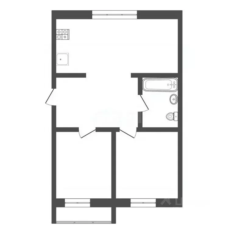2-к кв. Тульская область, Новомосковск Комсомольская ул., 38 (49.4 м) - Фото 2