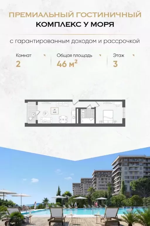 1-к кв. Краснодарский край, Сочи Адлер жилрайон, Курортный Городок ... - Фото 0