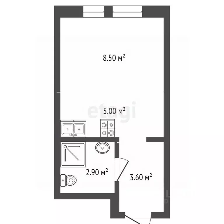 Студия Московская область, Одинцово ул. Рябиновая, 5 (20.1 м) - Фото 0