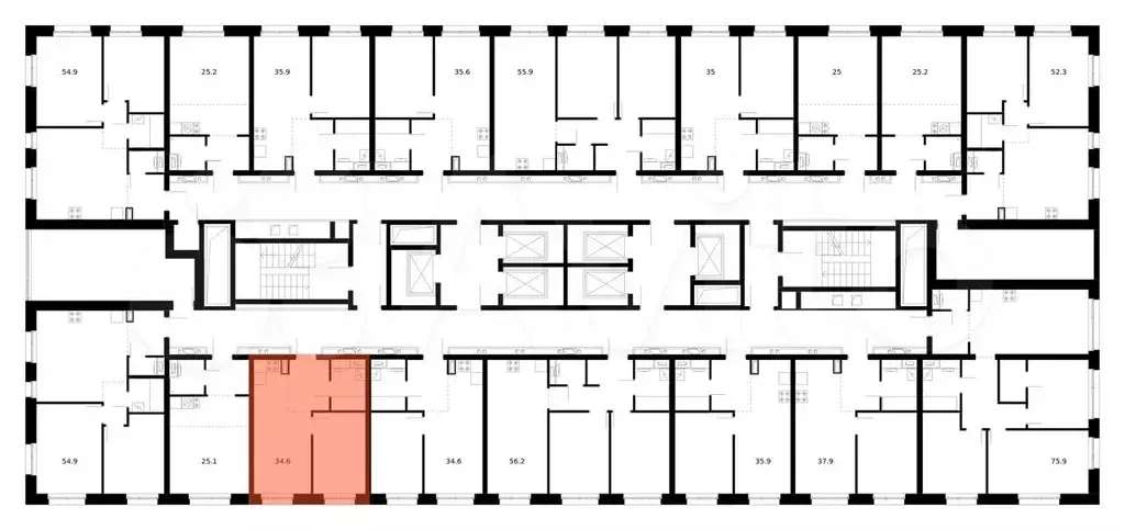 1-к. квартира, 34,6 м, 21/53 эт. - Фото 1