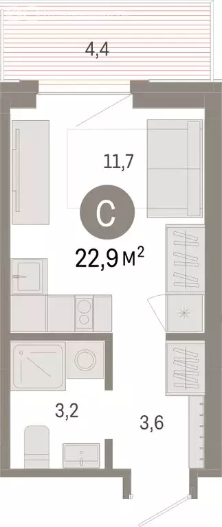 Квартира-студия: Омск, Кировский округ (22.91 м) - Фото 1