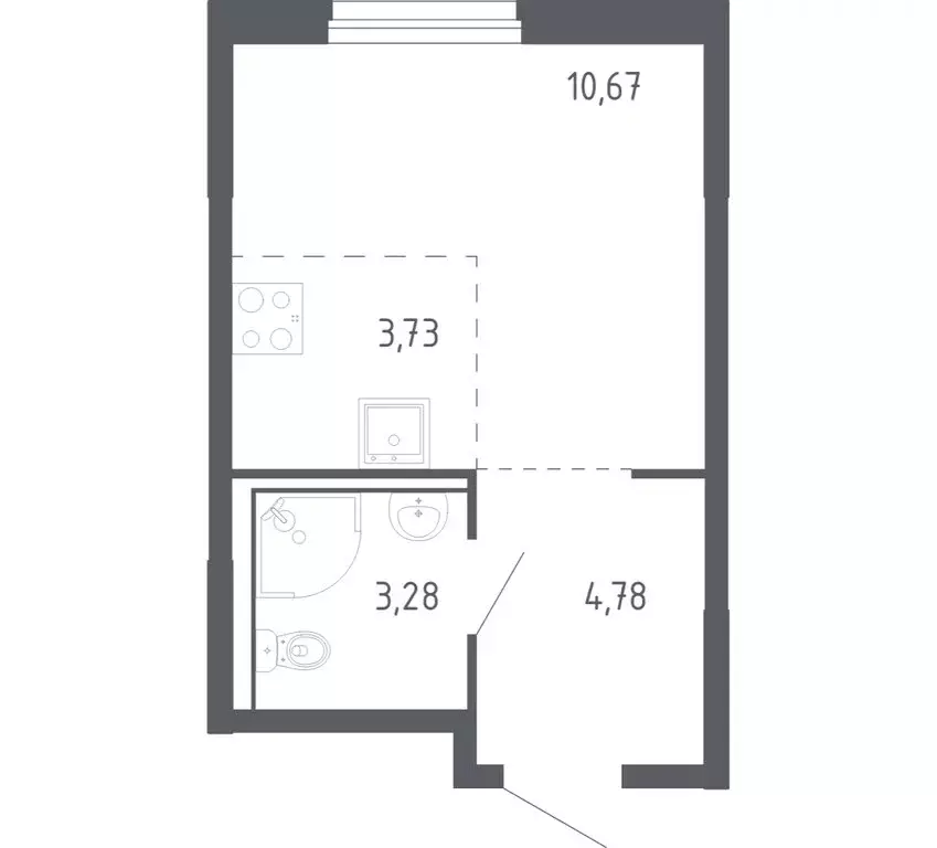 Квартира-студия: Тюмень, улица Юрия Рогачева, 11к2 (22.1 м) - Фото 1