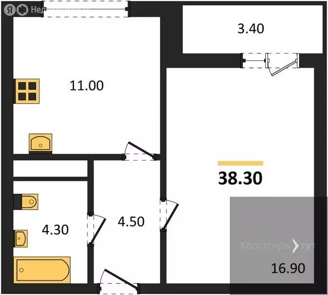 1-комнатная квартира: Воронеж, улица Пескова, 6 (38.3 м) - Фото 1