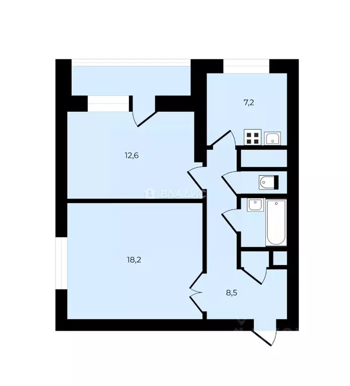 2-к кв. Москва ул. Римского-Корсакова, 6 (50.4 м) - Фото 2