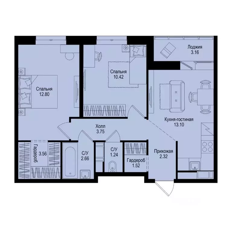 2-к кв. Ленинградская область, Всеволожский район, Заневское городское ... - Фото 1