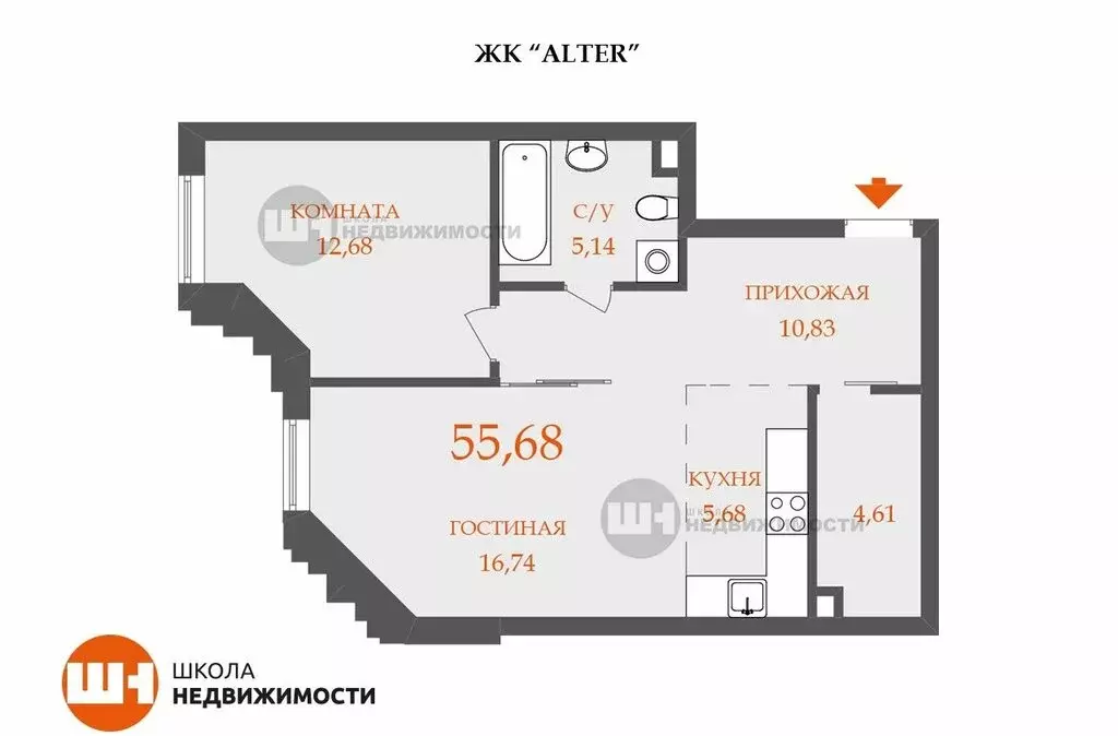 1-комнатная квартира: Санкт-Петербург, проспект Шаумяна, 14 (55.7 м) - Фото 0