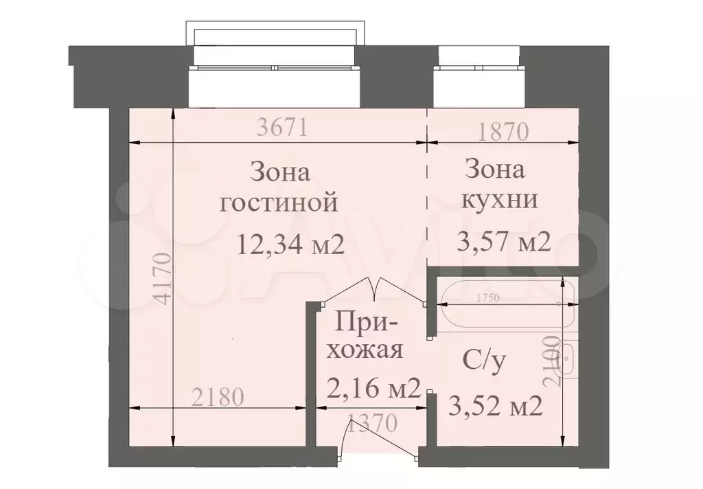 квартира-студия, 23 м, 2/4 эт. - Фото 1