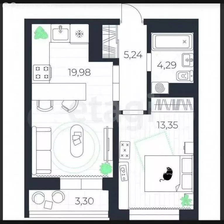 1-комнатная квартира: Петровский, Шоссейный проезд, 25к2 (44.51 м) - Фото 1
