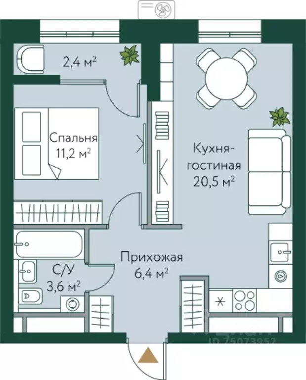 1-к кв. Волгоградская область, Волгоград Новосибирская ул., 74с1 (44.1 ... - Фото 1