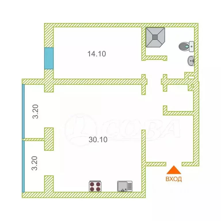 2-к кв. Тюменская область, Тюмень ул. Немцова, 4 (72.2 м) - Фото 2