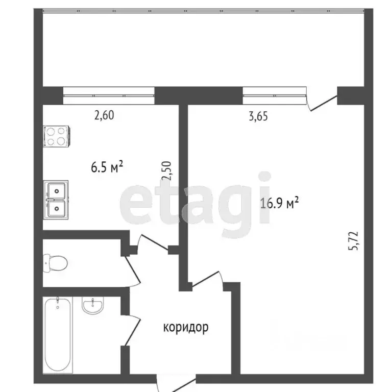 1-к кв. Тюменская область, Тюмень Одесская ул., 18а (30.4 м) - Фото 2