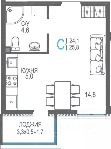 Студия Крым, Евпатория просп. Ленина, 66Б (31.9 м) - Фото 1