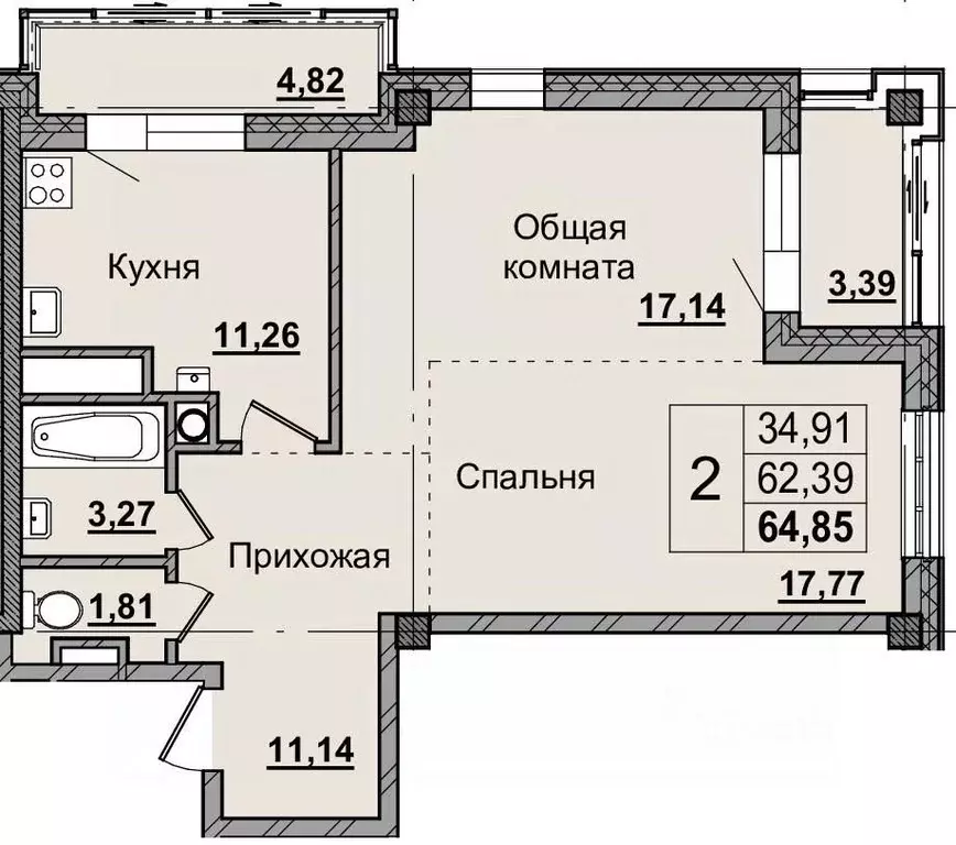 2-к кв. Саха (Якутия), Якутск просп. Михаила Николаева, 31/5 (64.84 м) - Фото 0