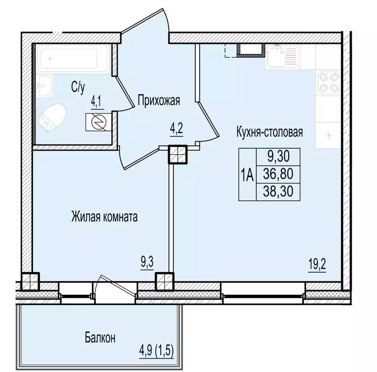 1-к кв. Псковская область, Псков Овсище исторический район,  (38.3 м) - Фото 1