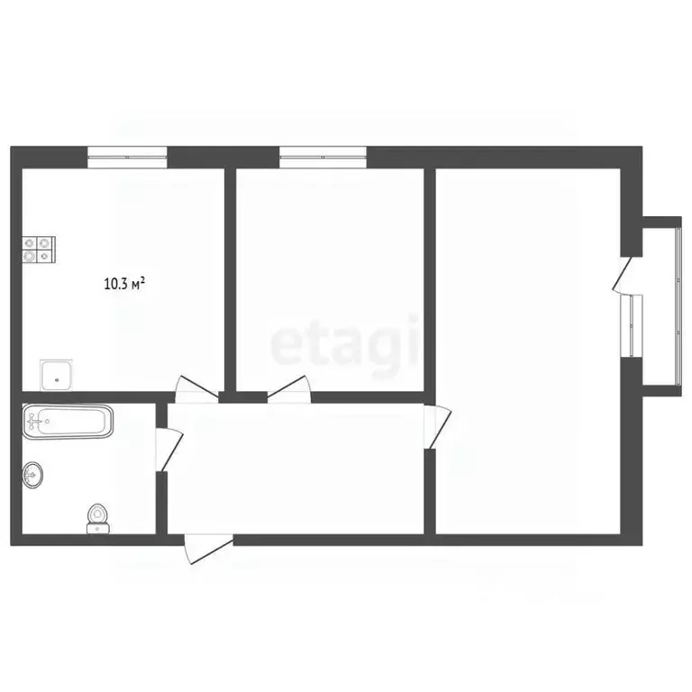 2-к кв. Тюменская область, Тюмень ул. 30 лет Победы, 115А (48.2 м) - Фото 2