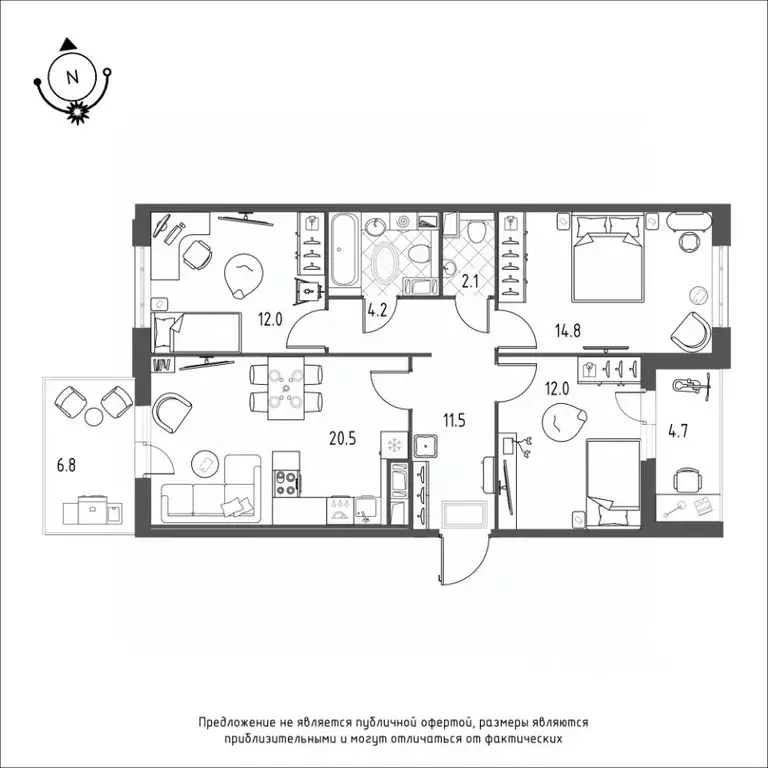 3-к кв. Омская область, Омск Зеленая река мкр, 12 (81.5 м) - Фото 0