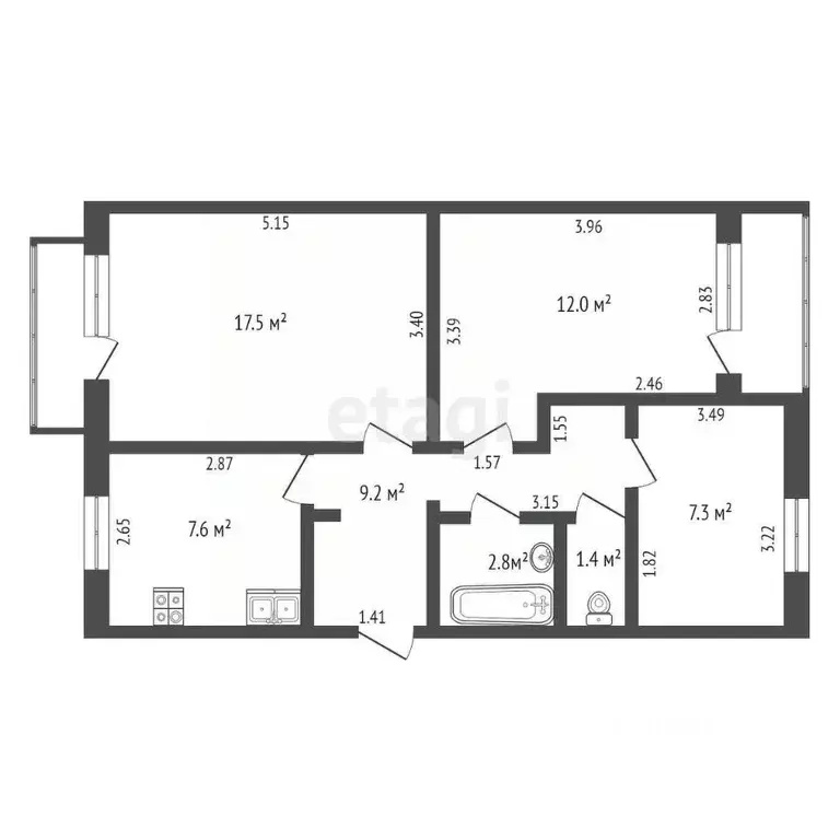 3-к кв. Ростовская область, Азов Азовский район, ул. Ленина, 277 (57.8 ... - Фото 1