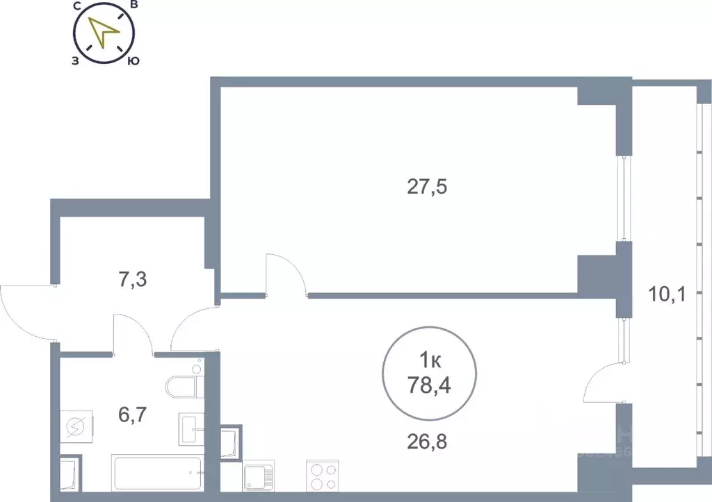 1-к кв. Ханты-Мансийский АО, Сургут тракт Югорский, 43 (78.4 м) - Фото 0