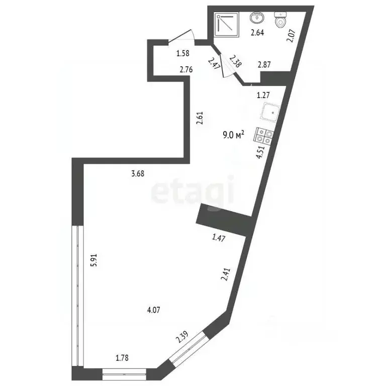 Студия Краснодарский край, Геленджик Крымская ул., 22к14 (36.4 м) - Фото 2