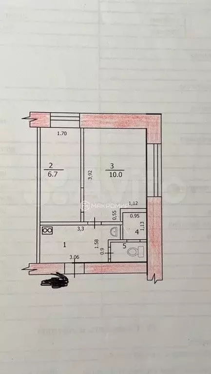 2-к. квартира, 23,8 м, 3/5 эт. - Фото 0