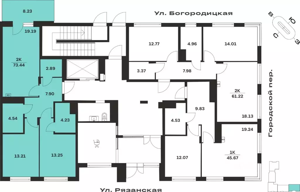 2-к кв. Тульская область, Тула ул. Богородицкая, 8В (67.68 м) - Фото 1