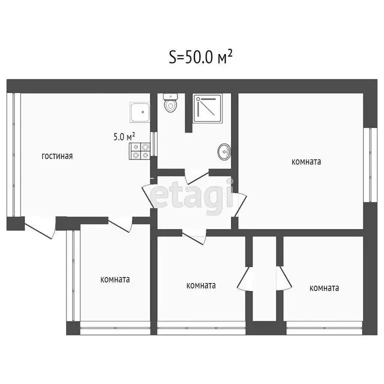 4-комнатная квартира: Ялта, Парковый проезд, 4 (50 м) - Фото 1