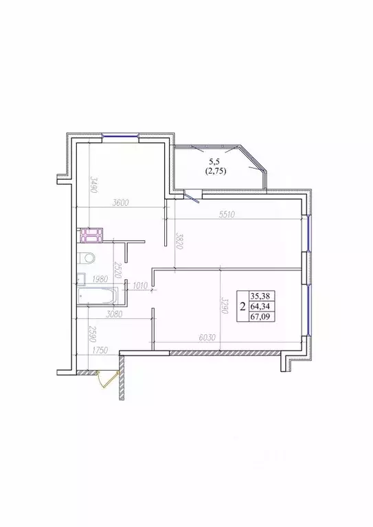 2-к кв. Приморский край, Владивосток ул. Архангельская, 27к2 (64.4 м) - Фото 0