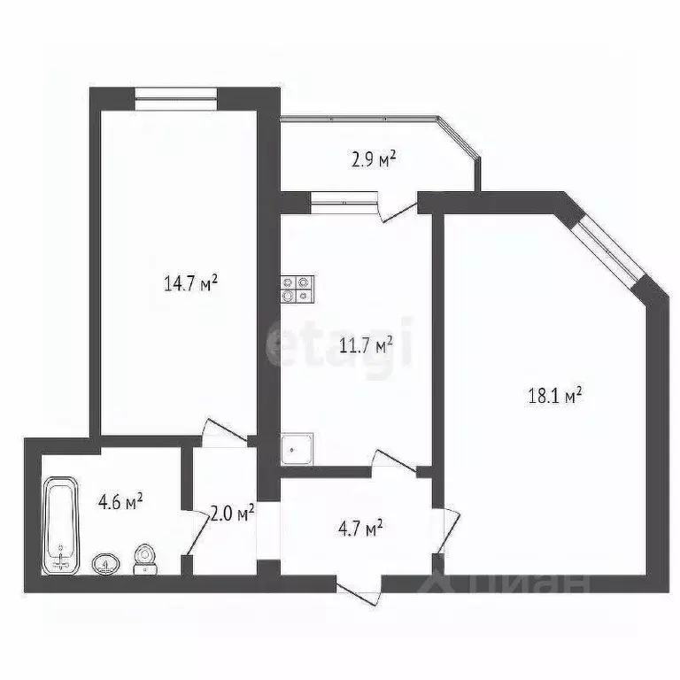 2-к кв. Саратовская область, Саратов ул. Имени С.Ф. Тархова, 39 (55.6 ... - Фото 1