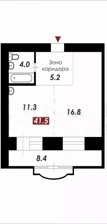 1-к. квартира, 41 м, 4/16 эт. - Фото 0