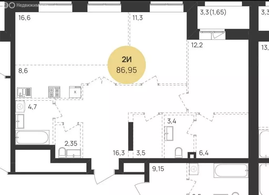 3-комнатная квартира: Казань, Краснококшайская улица, 60 (85 м) - Фото 1