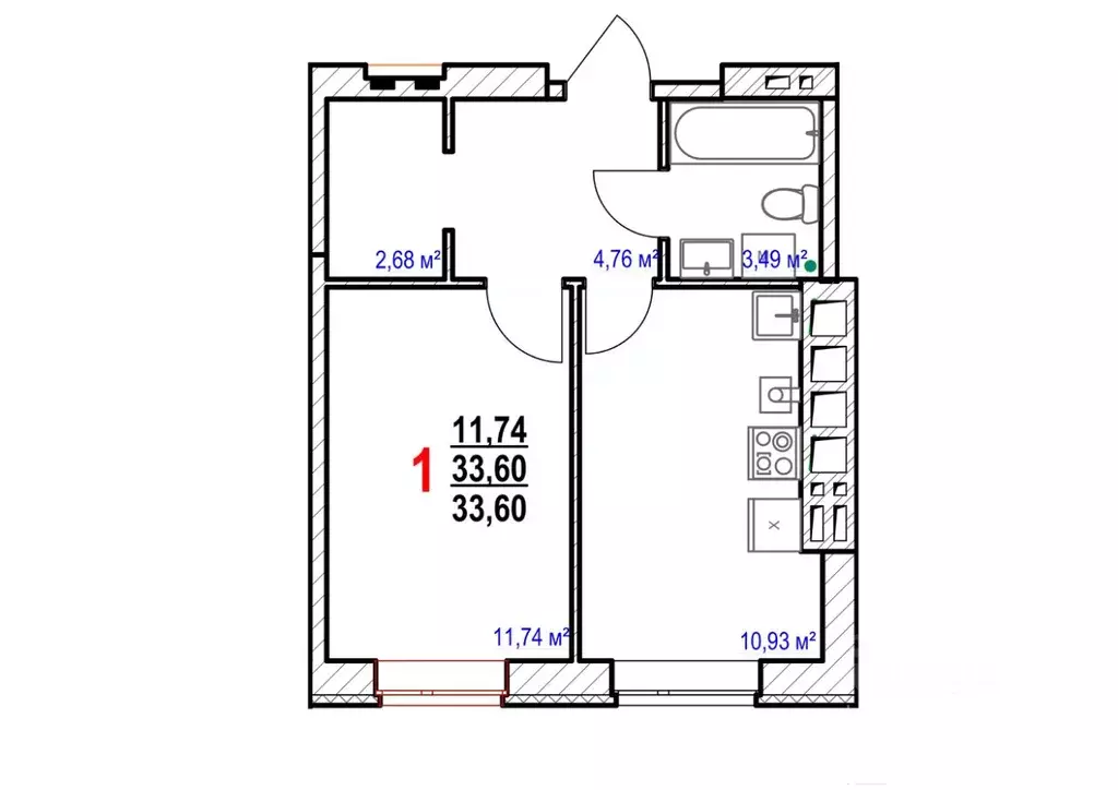 1-к кв. Белгородская область, Белгородский район, Новосадовское с/пос, ... - Фото 1