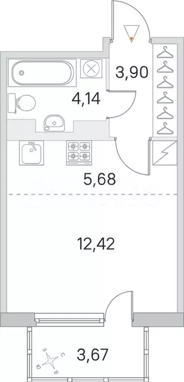 Квартира-студия, 27,2 м, 5/5 эт. - Фото 0