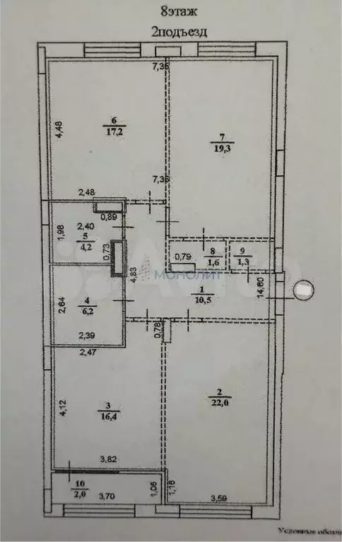 3-к. квартира, 98,7 м, 8/8 эт. - Фото 0