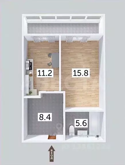 1-к кв. Омская область, Омск Пригородная ул., 23к2 (41.0 м) - Фото 1