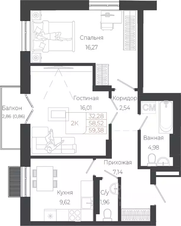 2-к кв. Алтай, Майминский район, с. Майма ул. Энергетиков (59.38 м) - Фото 1