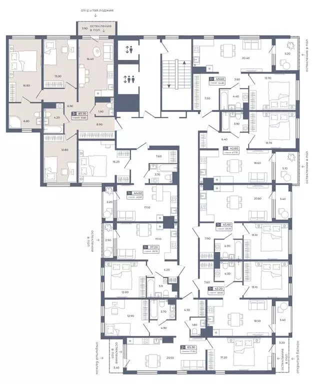 3-комнатная квартира: Тюмень, улица Энергетиков, 42 (87.7 м) - Фото 1