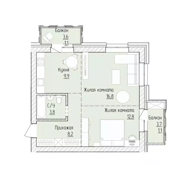 2-к кв. Алтайский край, Барнаул ВРЗ мкр, бул. 9 Января (53.7 м) - Фото 1