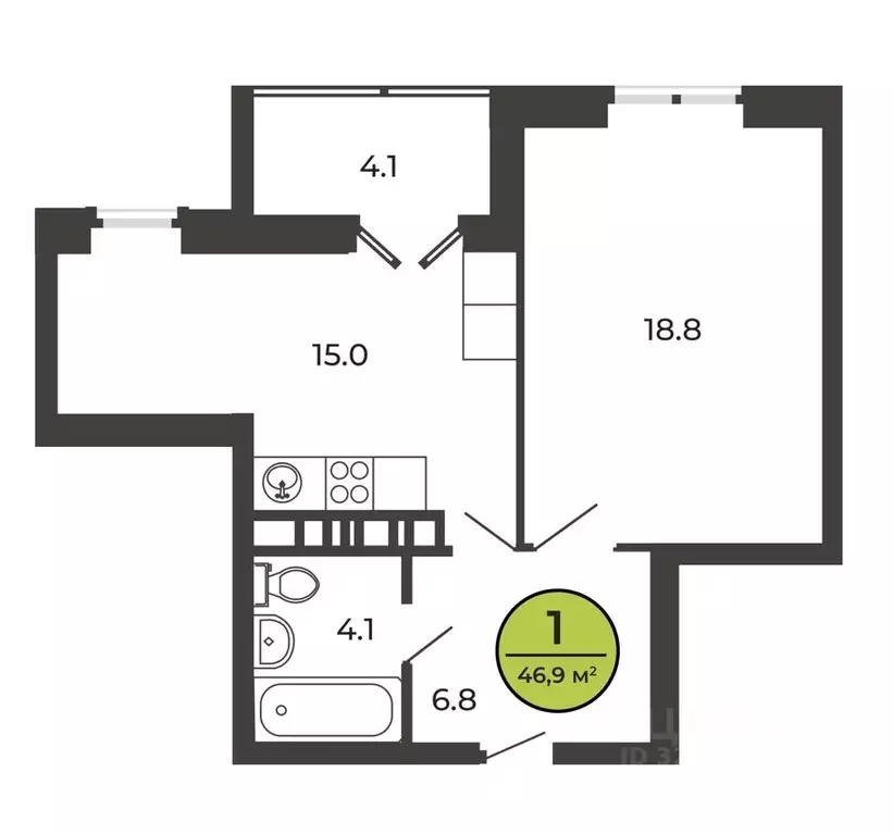 1-к кв. Брянская область, Брянский район, Свенское с/пос, пос. Свень ... - Фото 1