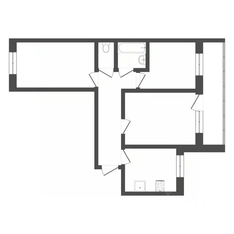 3-к кв. Тюменская область, Тюмень Депутатская ул., 129 (59.0 м) - Фото 1