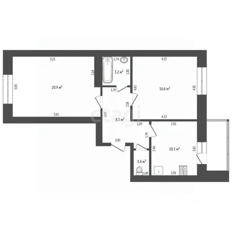 2-к кв. Орловская область, Орел ул. Кукушкина, 9 (60.7 м) - Фото 1
