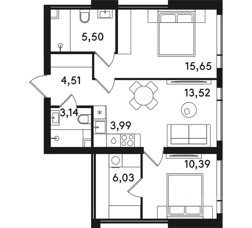 2-к кв. Москва ул. Сокольнический Вал, 2АС1 (62.73 м) - Фото 0