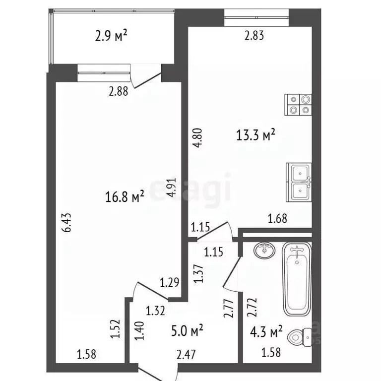 1-к кв. Ростовская область, Таганрог ул. 1-я Котельная, 71-12 (39.2 м) - Фото 2