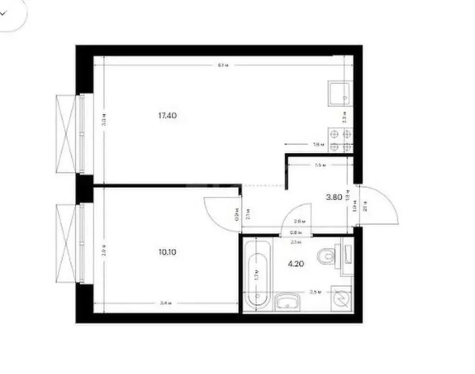 1-комнатная квартира: Казань, ЖК Сиберово (35.5 м) - Фото 1