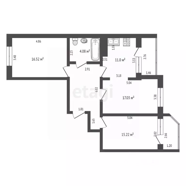 3-к кв. Калужская область, Калуга ул. 65 лет Победы, 45 (79.4 м) - Фото 2