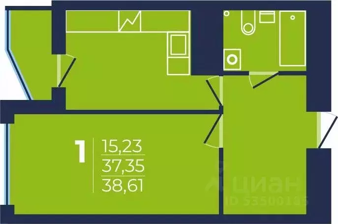 1-к кв. Башкортостан, Уфа ул. Майора Доставалова, 1 (38.61 м) - Фото 1
