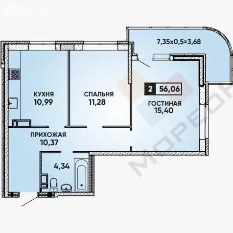 2-комнатная квартира: Краснодар, улица им. Героя Яцкова И.В., 19к2 ... - Фото 0