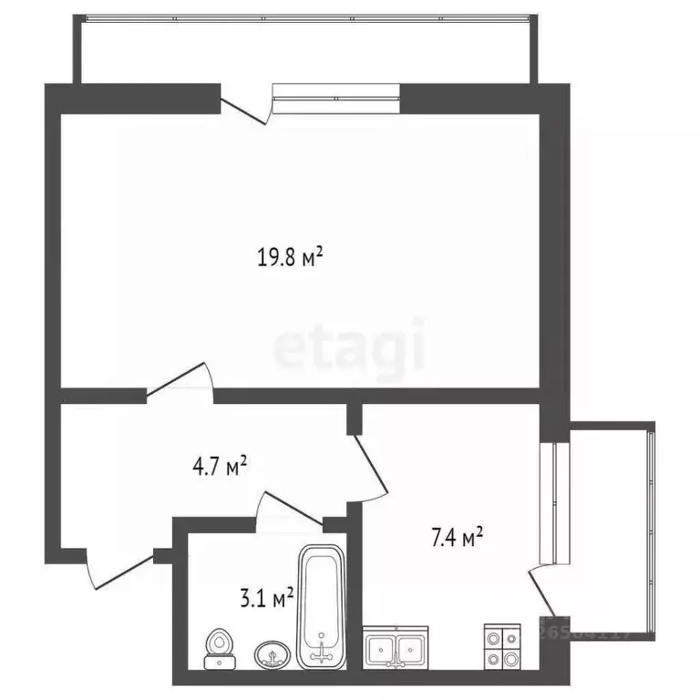 1-к кв. Севастополь ул. Генерала Жидилова, 40 (35.0 м) - Фото 2